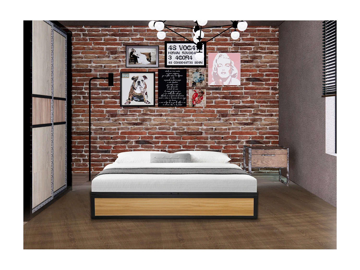 Lit coffre industriel 160 x 200 cm JERSEY