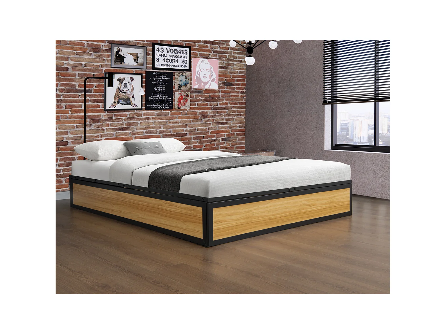 Letto contenitore industriale 160 x 200 cm JERSEY