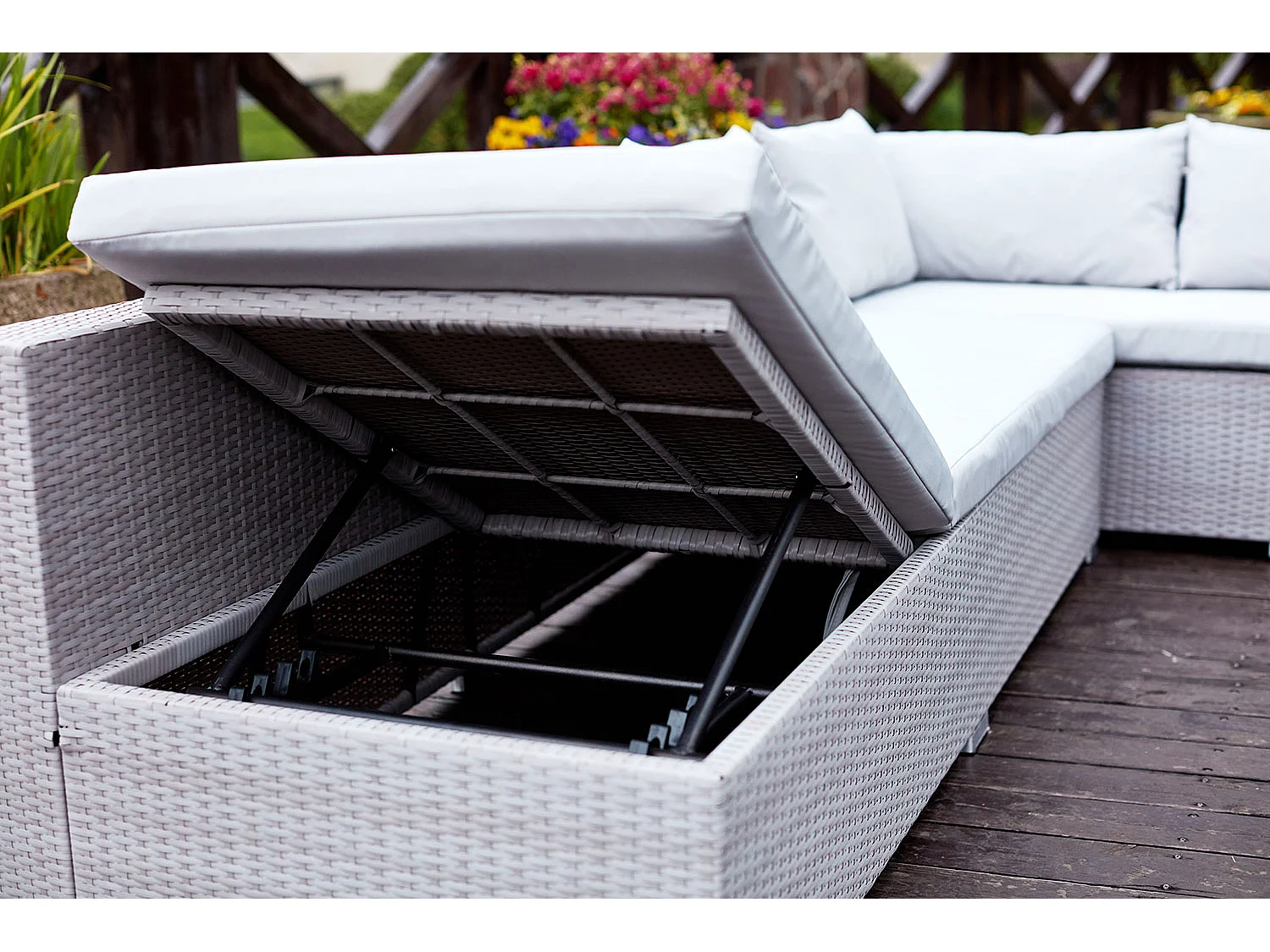 Conjunto de muebles de jardín de resina gris de 10 plazas SAMOA