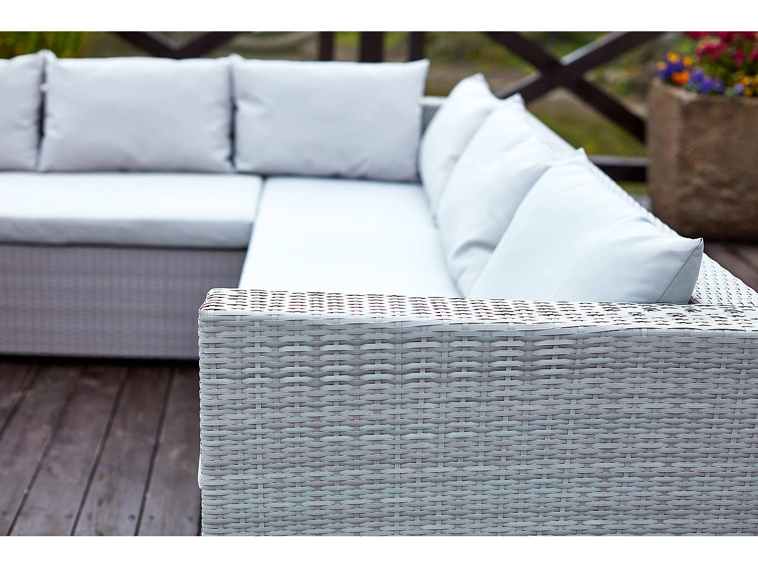 Conjunto de muebles de jardín de resina gris de 10 plazas SAMOA
