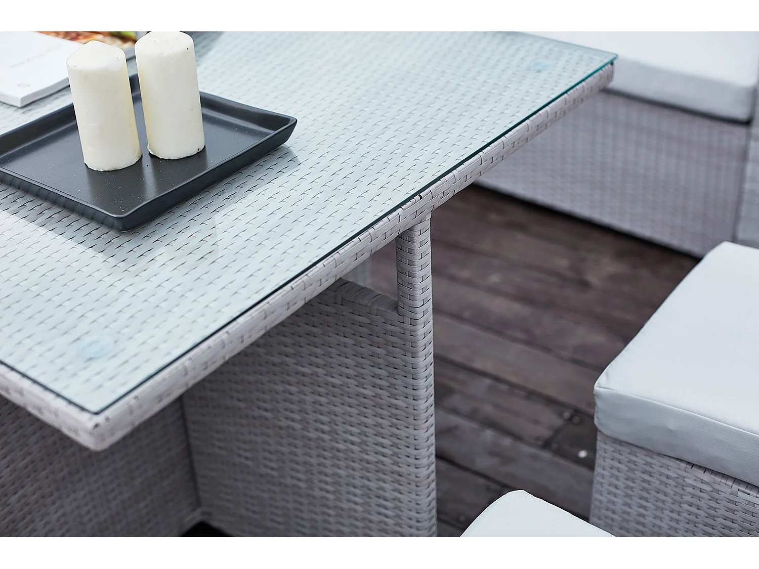 Conjunto de muebles de jardín de resina gris de 10 plazas SAMOA