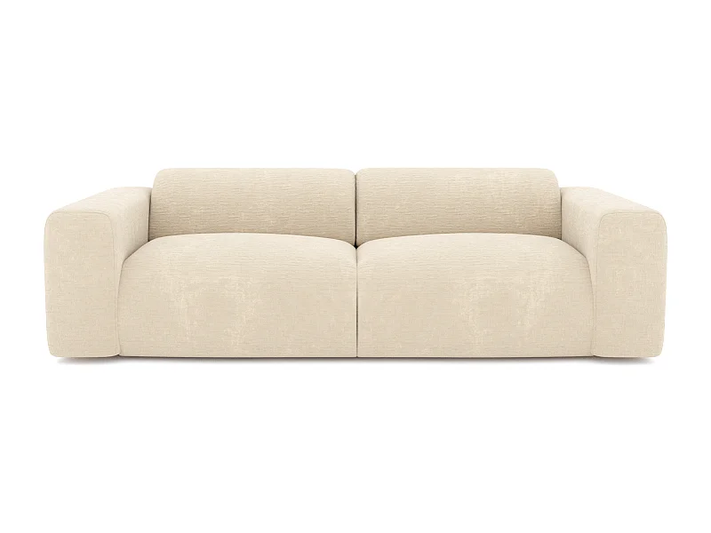 Canapé 3 places velours à motifs crème