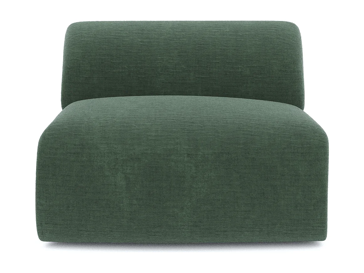 Fauteuil de salon sans accoudoirs velours à motifs vert émeraude MYRA