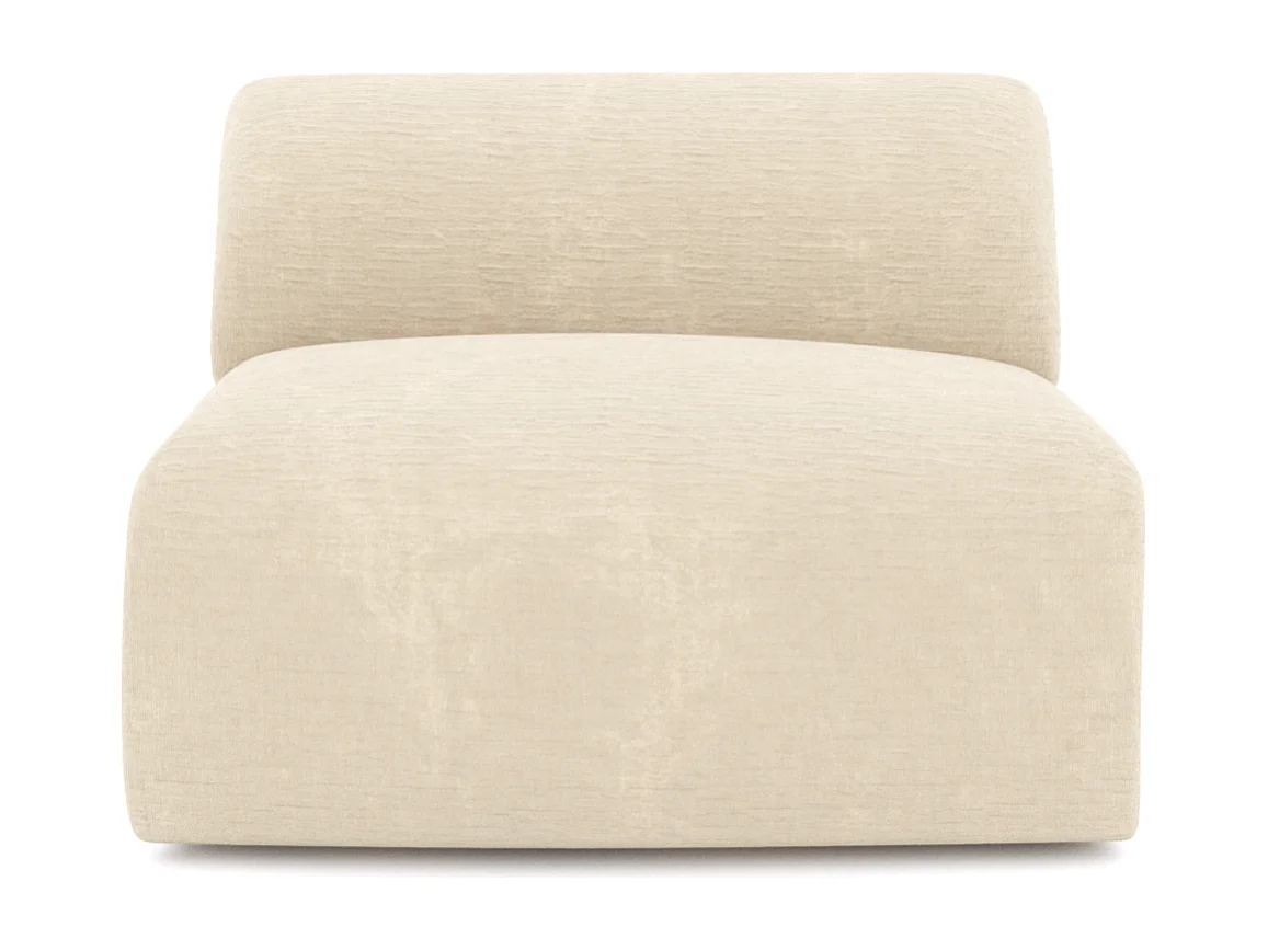 Fauteuil de salon sans accoudoirs velours à motifs crème MYRA