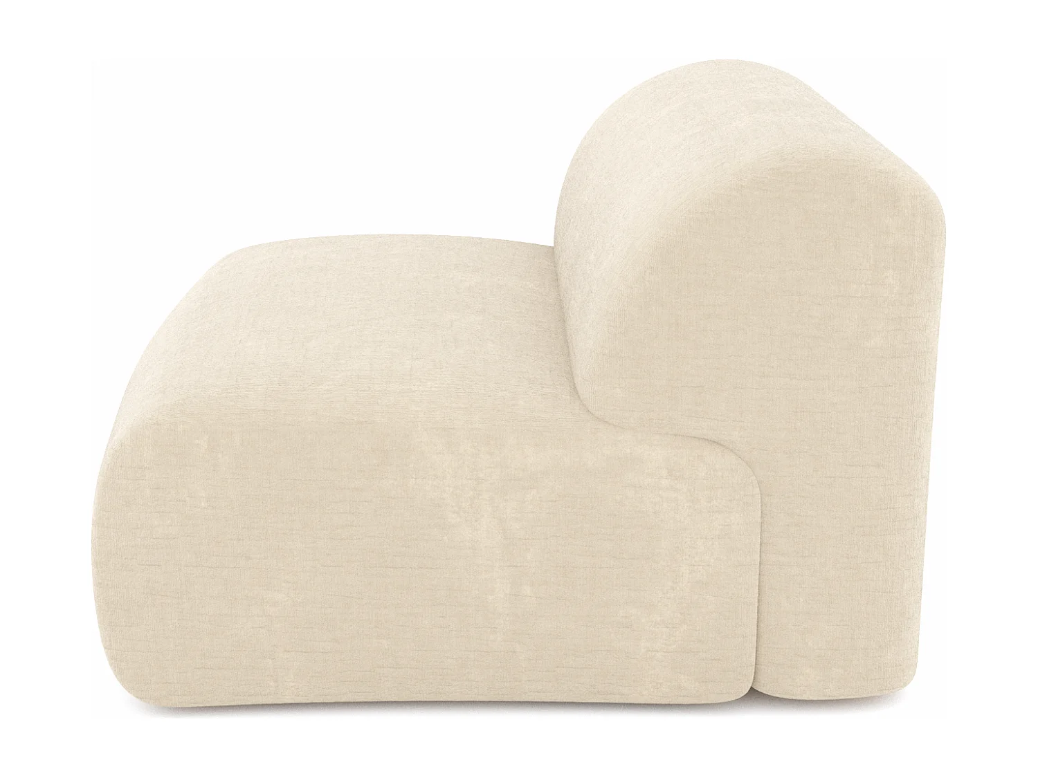 Fauteuil de salon sans accoudoirs velours à motifs crème MYRA