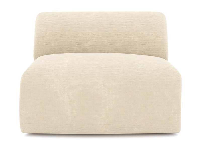 Fauteuil de salon sans accoudoirs velours à motifs crème MYRA