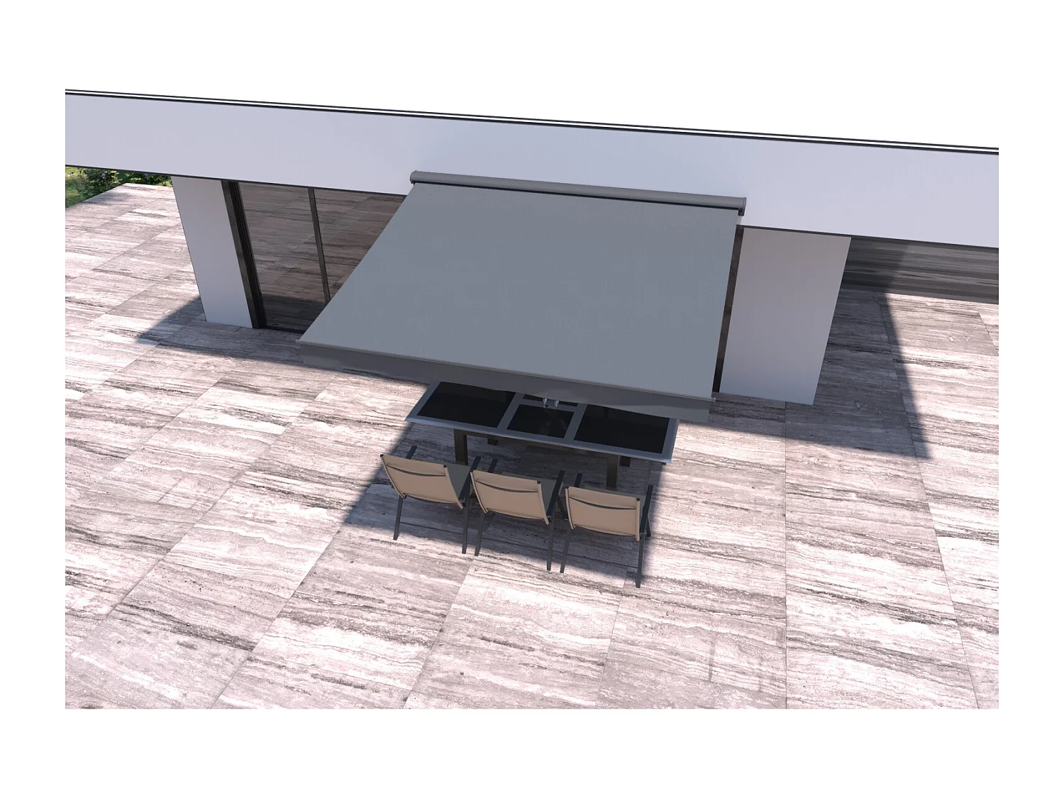 Elektrisch Zonnescherm Grijs 3x2,5m Lozio Polyester Waterafstotend - Afstandsbediening Inbegrepen