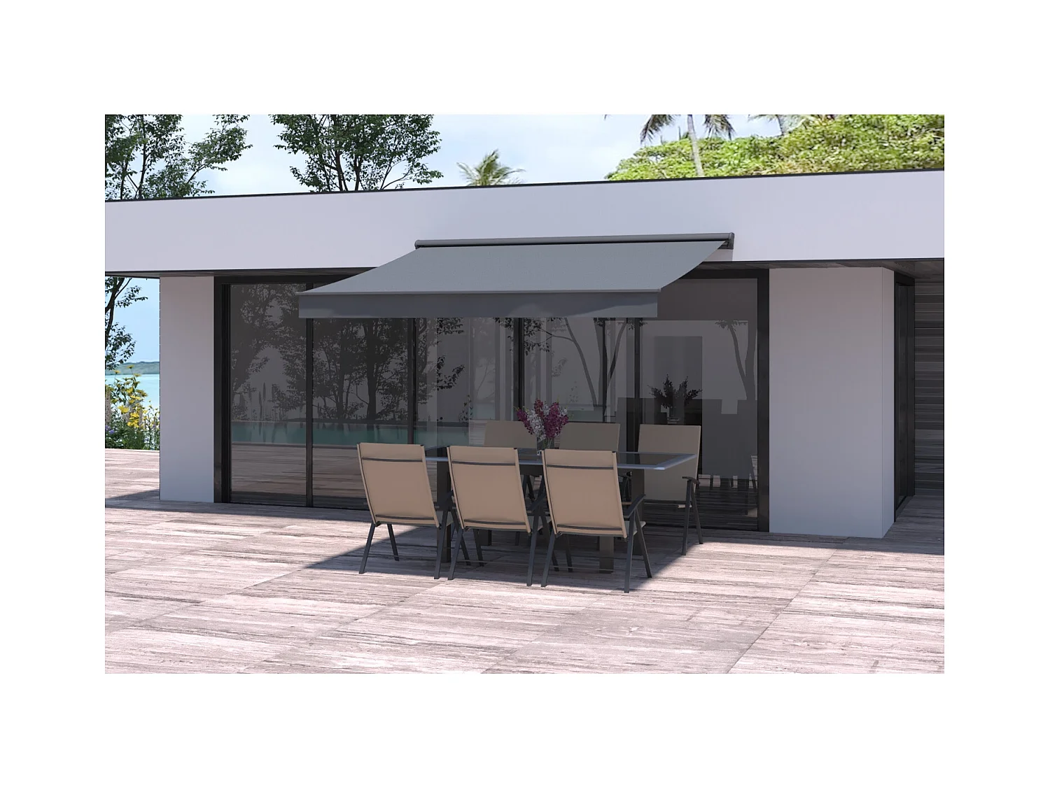 Store banne 3 x 2,5 m gris LOZIO