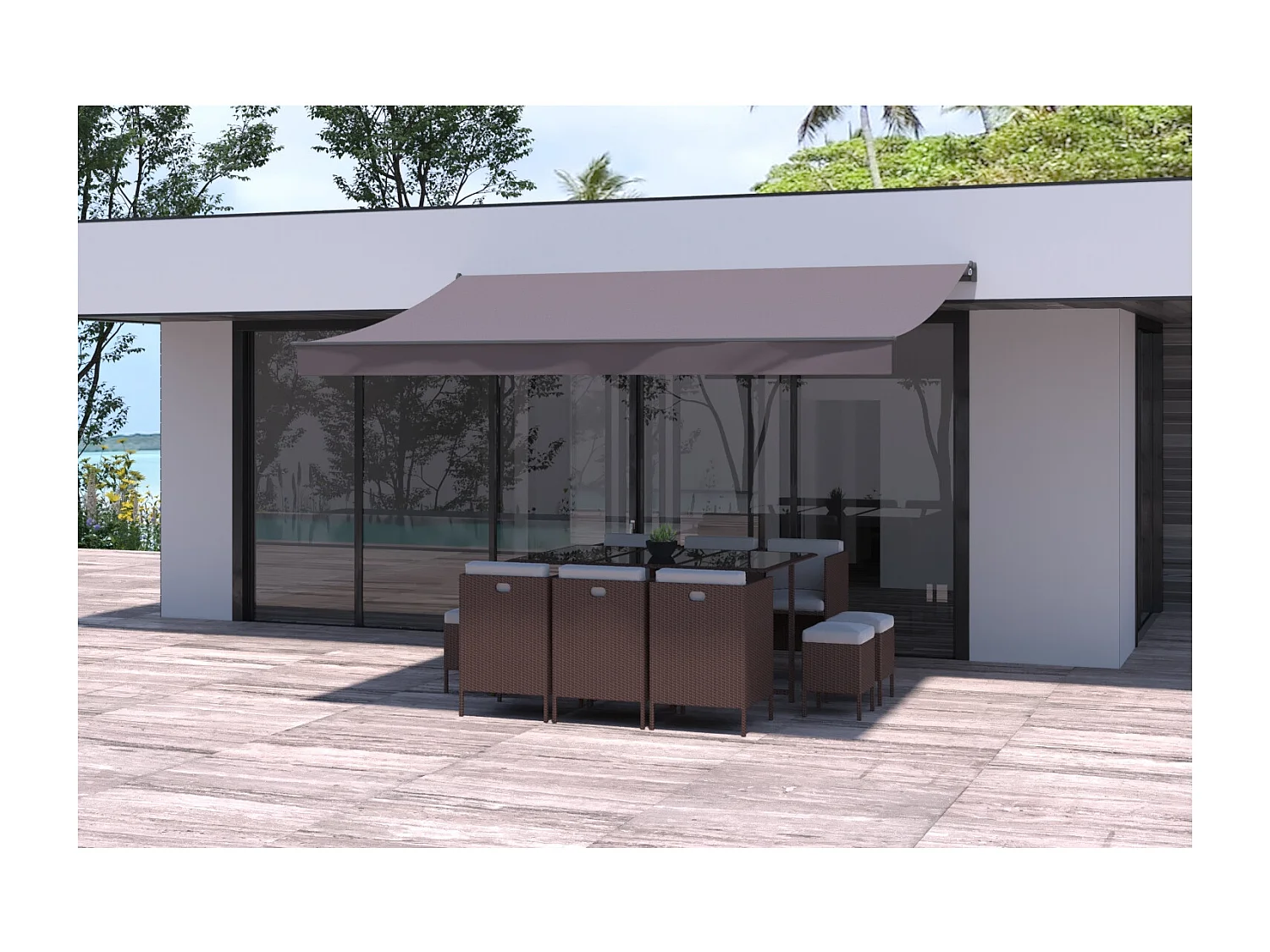 Toldo Manual Taupe 4 x 2,5m Poliéster ADRO