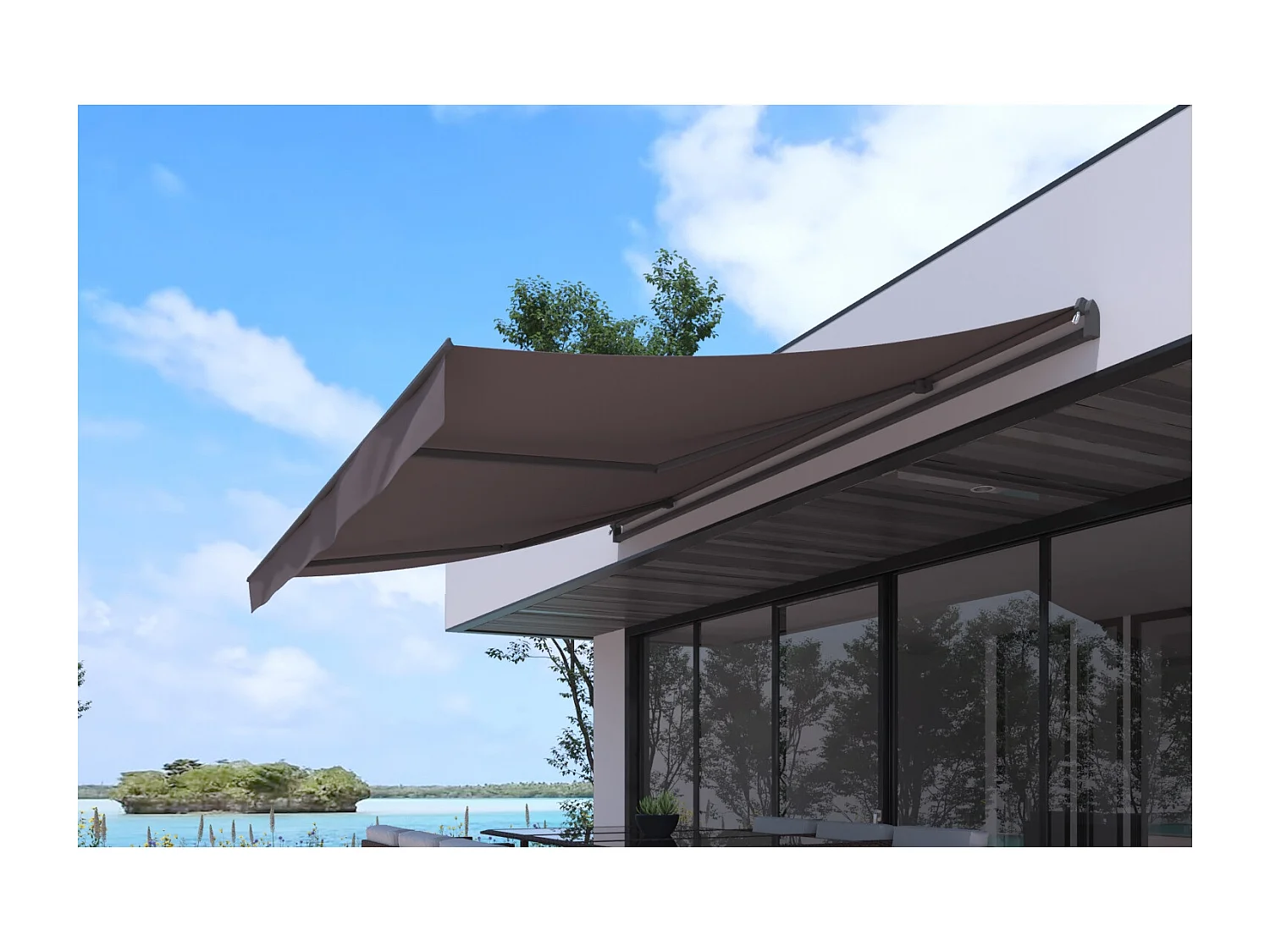 Toldo Manual Taupe 4 x 2,5m Poliéster ADRO