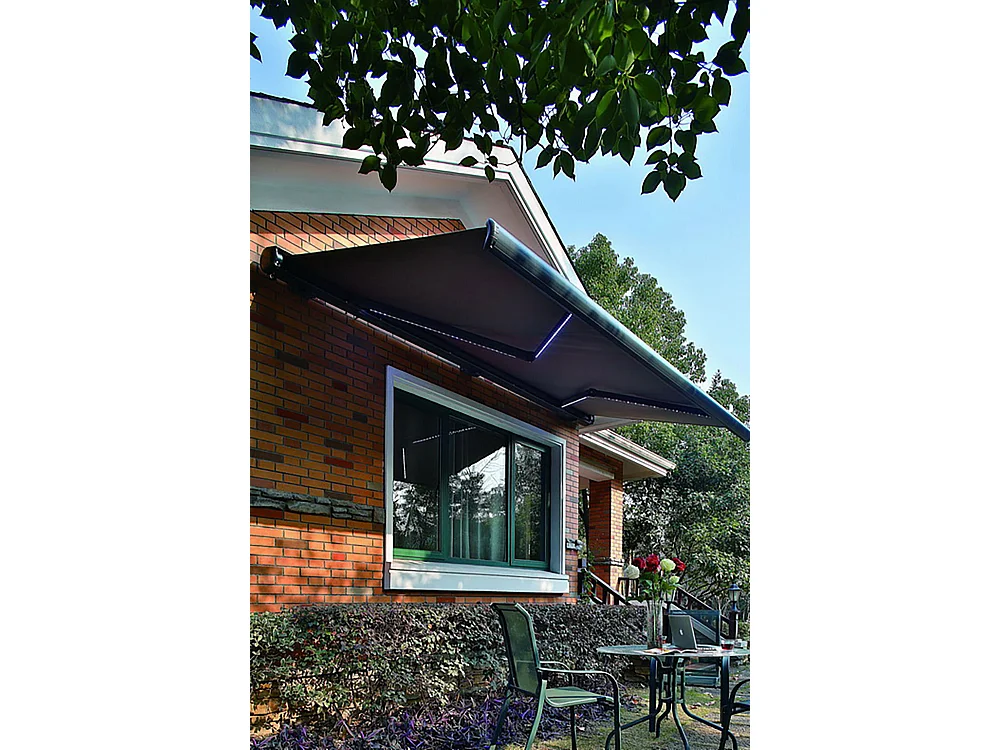 Store banne LED motorisé 4 x 3 m gris CETO