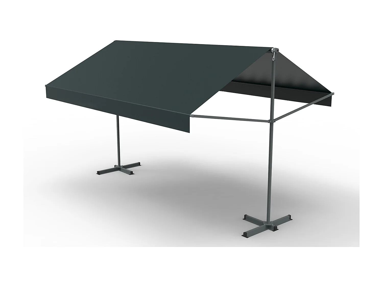 Toldo de jardim de dupla inclinação cinza 4x3m ISEO - Proteção solar e impermeável para jardim exterior