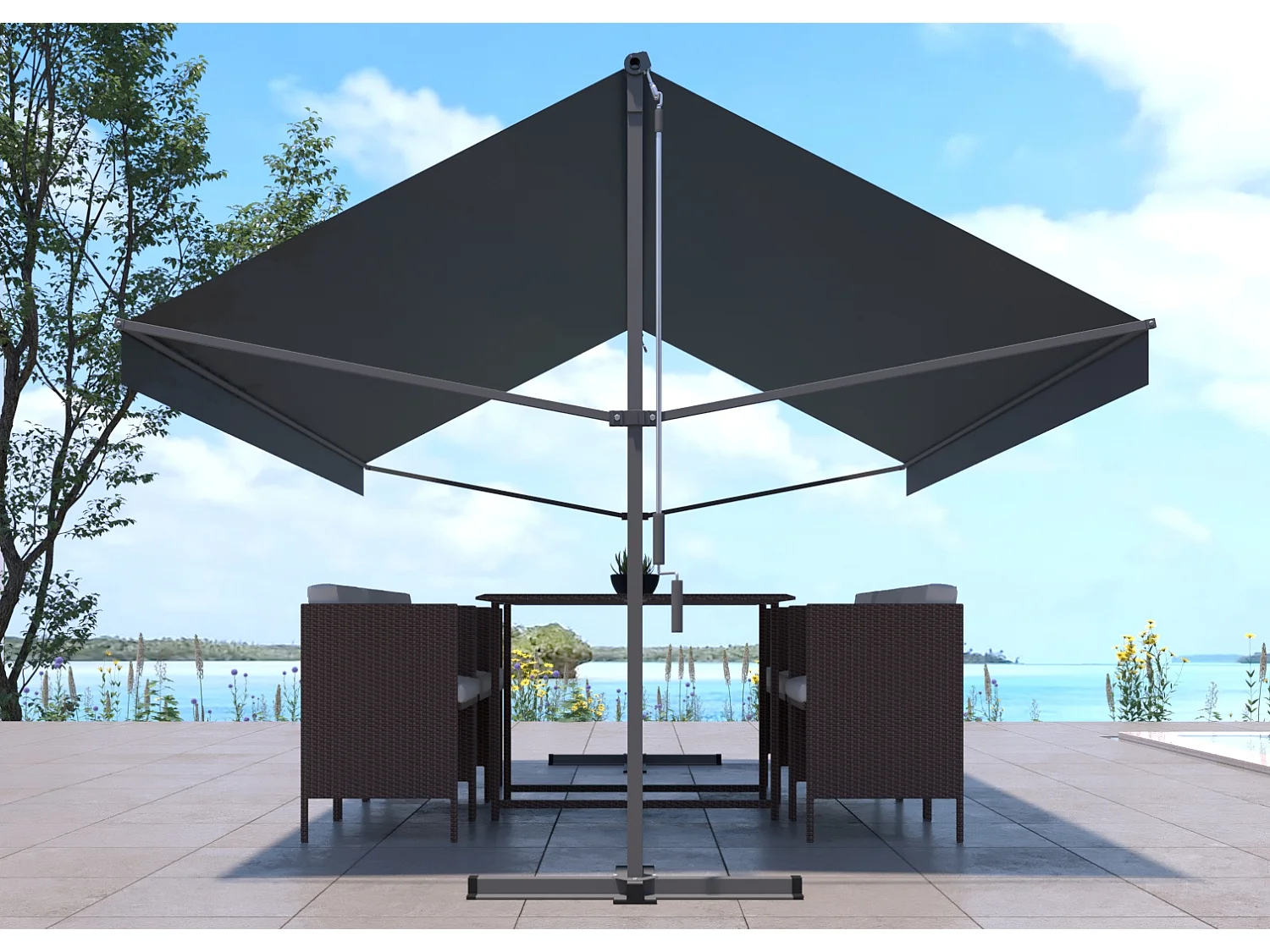 Toldo doble pendiente gris 4x3m ISEO