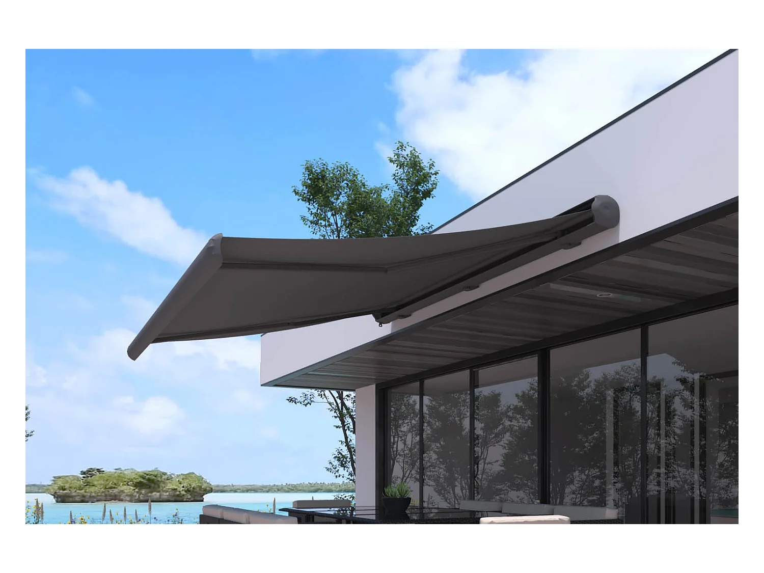 Store banne LED motorisé 3 x 2,5 m gris CETO