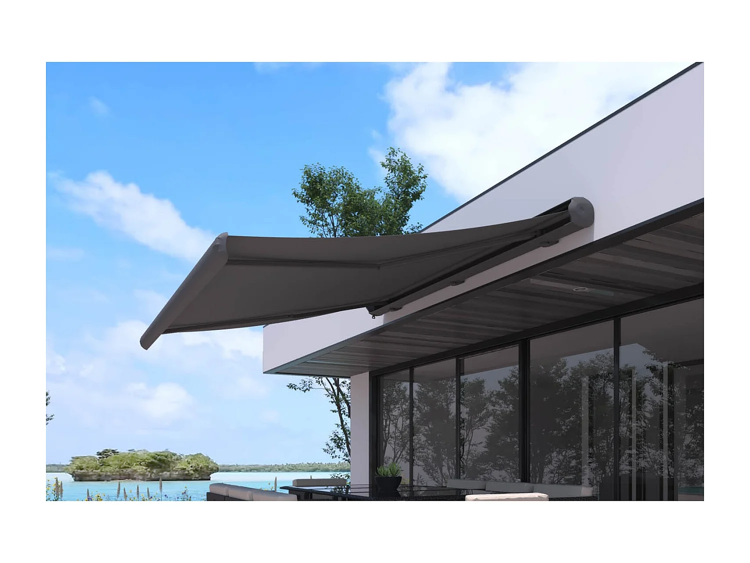 Store banne LED motorisé 3 x 2,5 m gris CETO