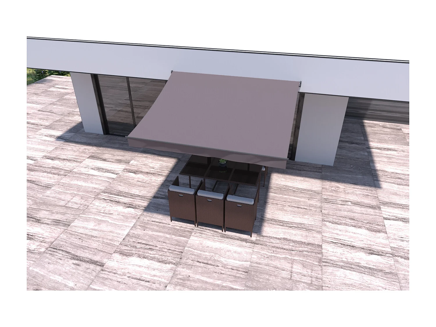 Handmatig Zonnescherm 3x2,5 m Taupe Polyester ADRO - Aluminium, Waterafstotend, Eenvoudig te Installeren