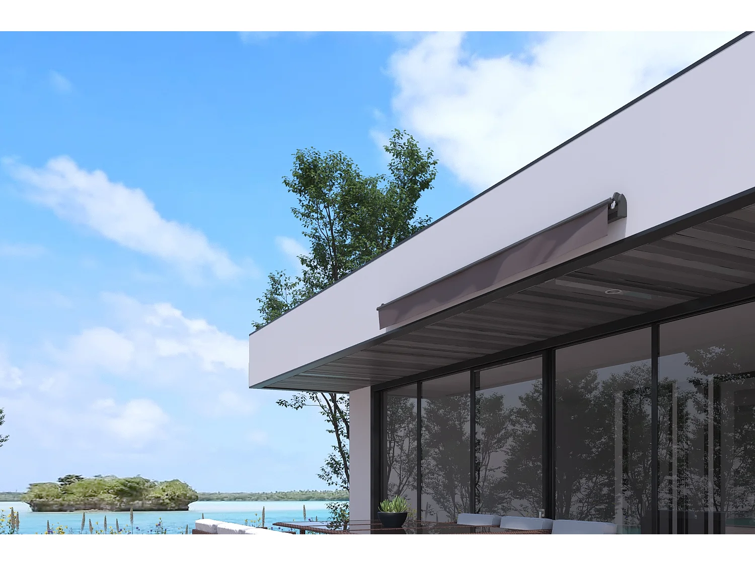 Toldo Manual 3x2,5 m Taupe Poliéster ADRO - Alumínio, Hidrofugado, Fácil de Instalar