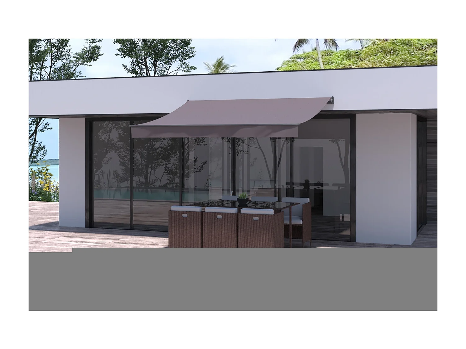 Toldo Manual 3x2,5 m Taupe Poliéster ADRO - Alumínio, Hidrofugado, Fácil de Instalar
