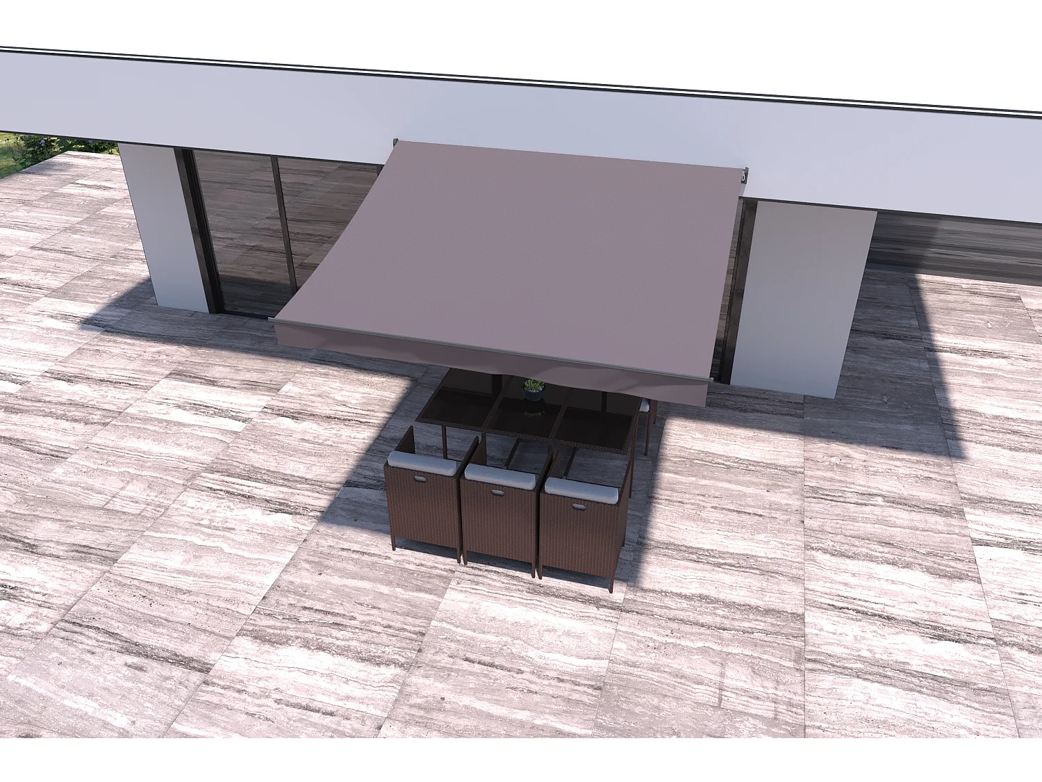 Toldo Manual 3x2,5 m Taupe Poliéster ADRO - Alumínio, Hidrofugado, Fácil de Instalar