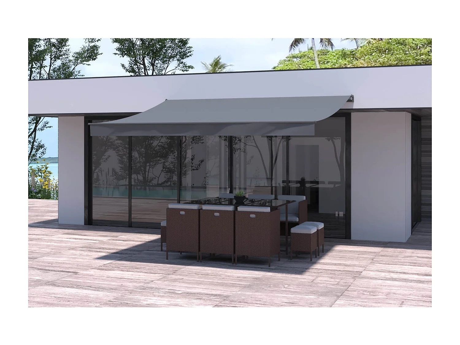 Store banne manuel 4 x 3 m gris ADRO