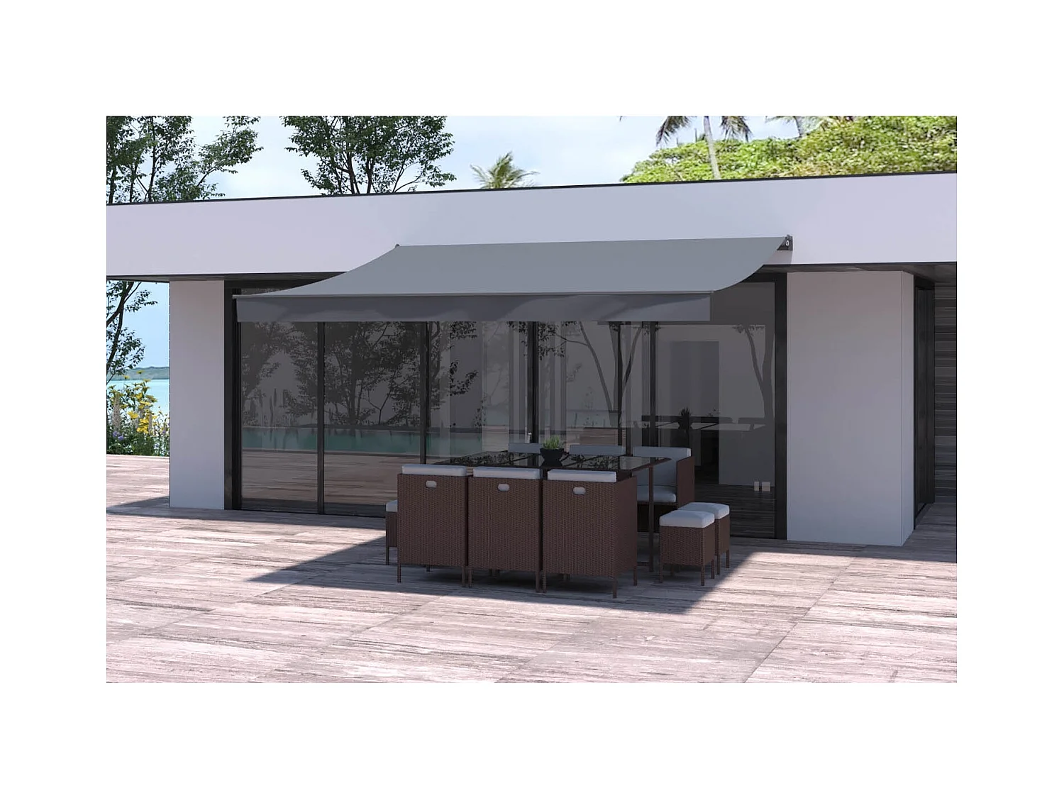 Manuelle Markise 4 x 3 m grau ADRO