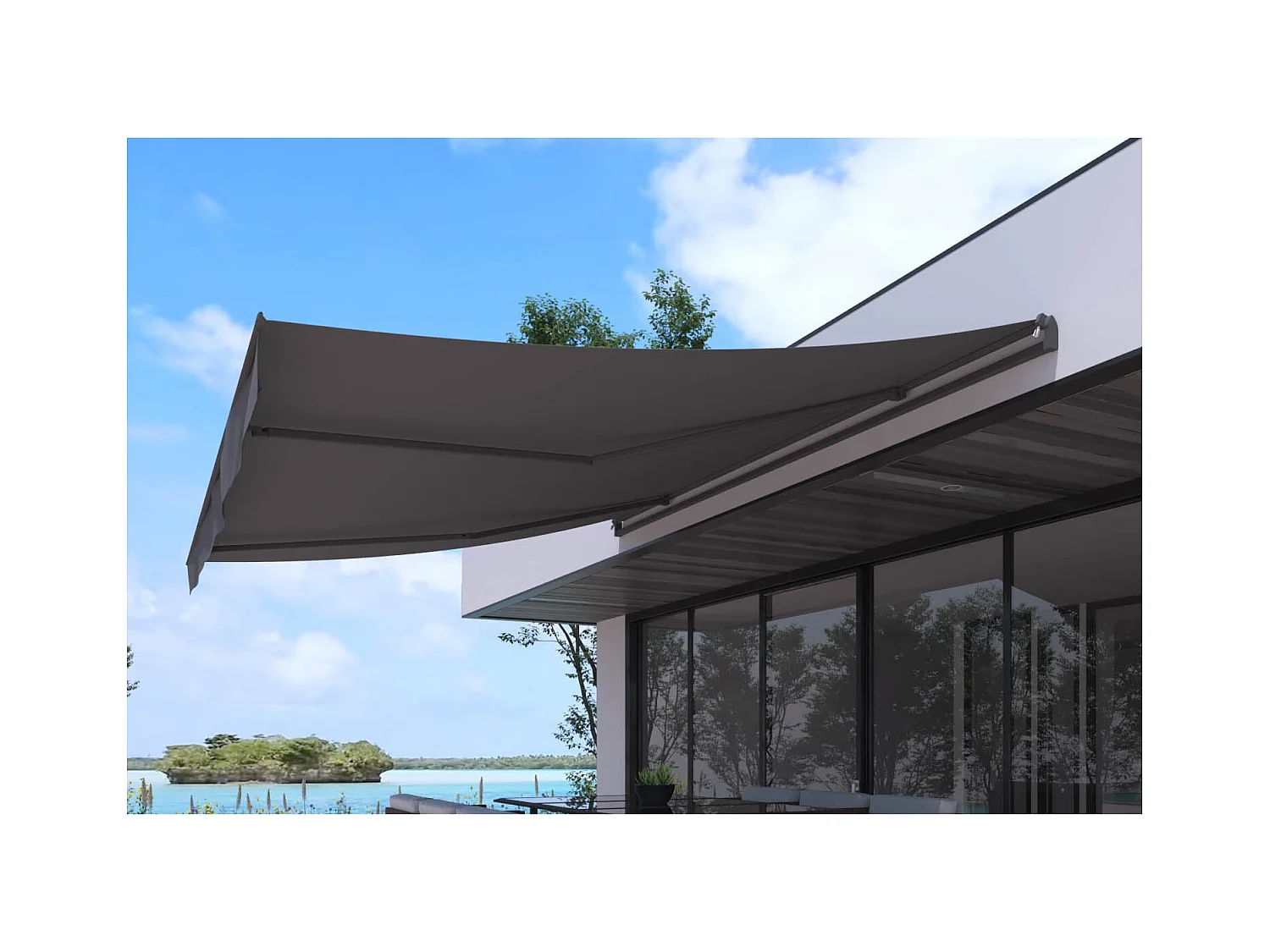 Manuelle Markise 4 x 3 m grau ADRO