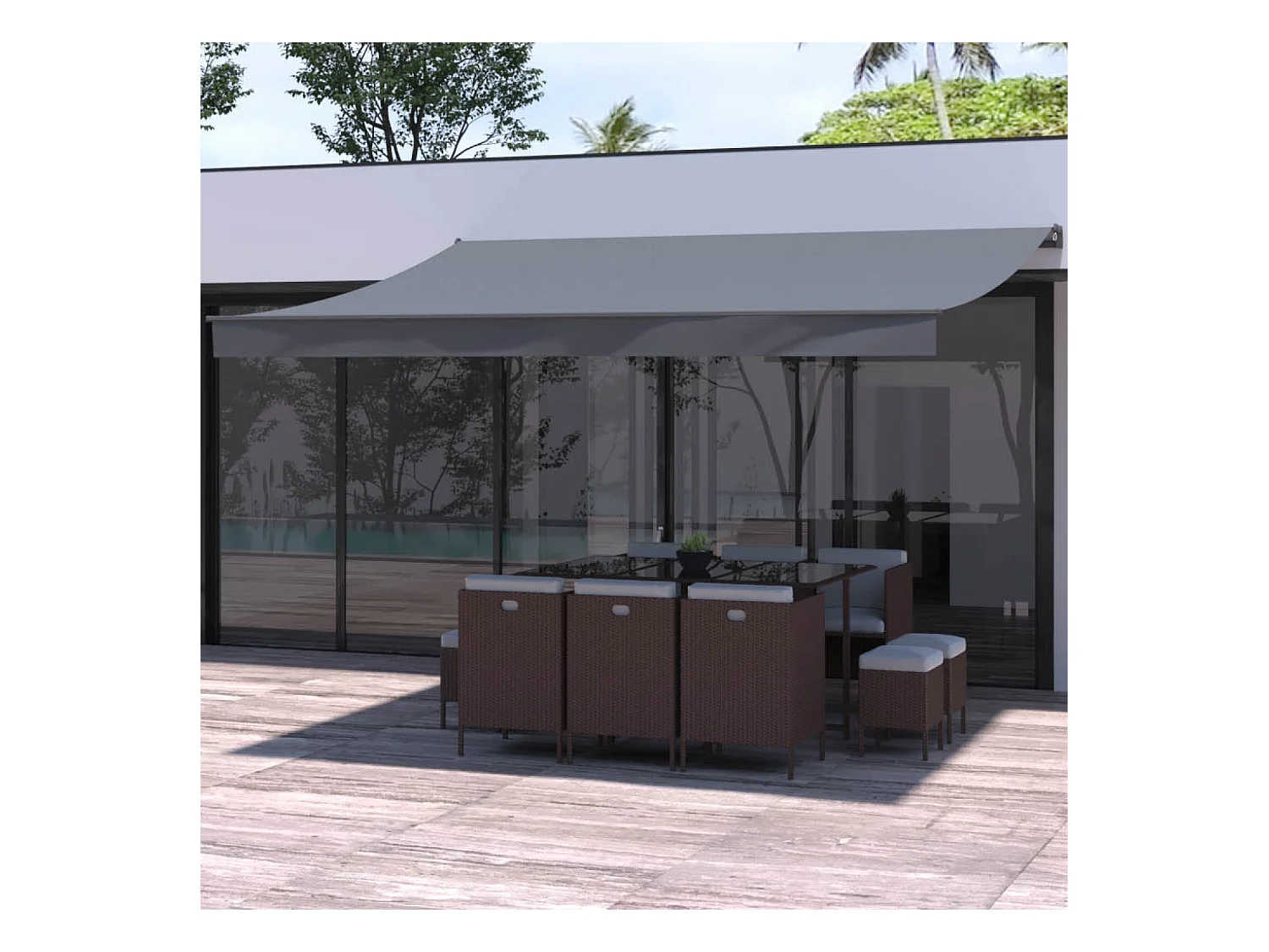 Manuelle Markise 4 x 3 m grau ADRO