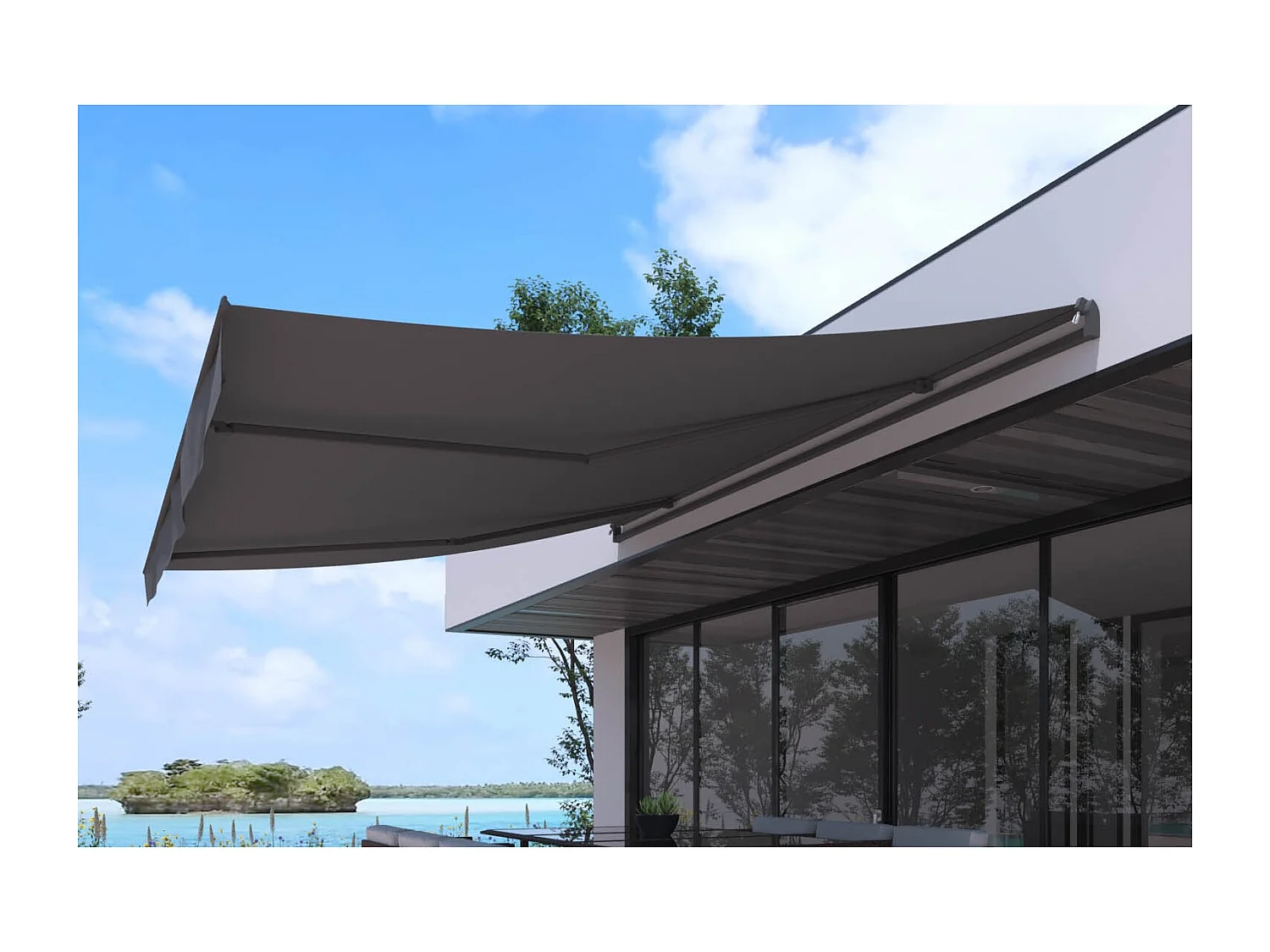 Store banne manuel 4 x 3 m gris ADRO