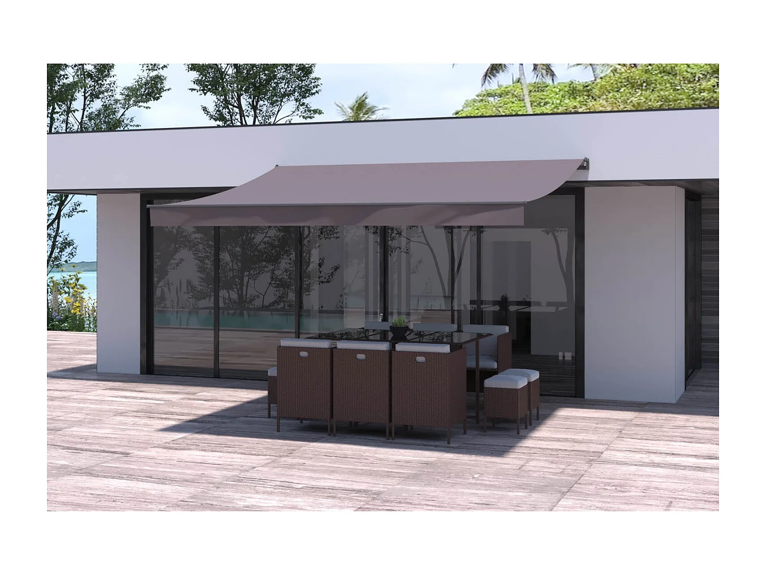 Toldo manual gris topo de 4x3 m ADRO