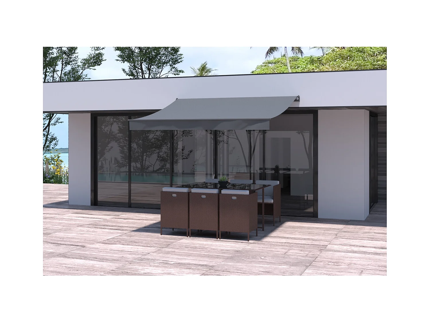 Store banne manuel 3 x 2,5 m gris ADRO