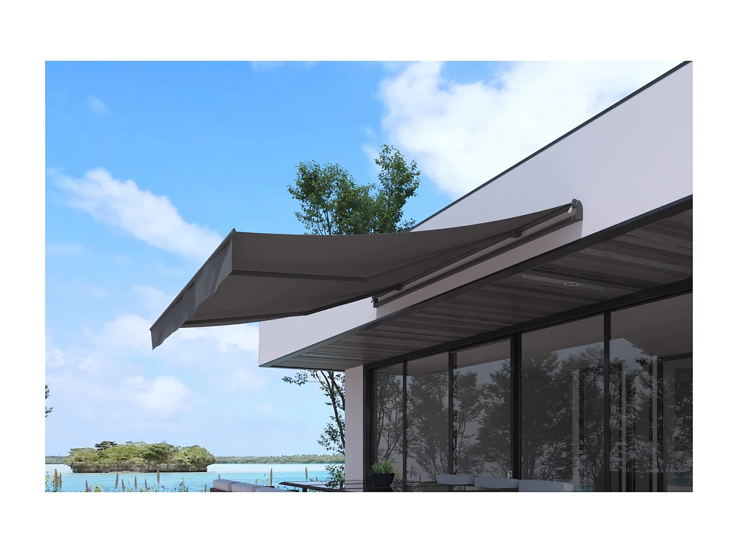 Store banne manuel 3 x 2,5 m gris ADRO