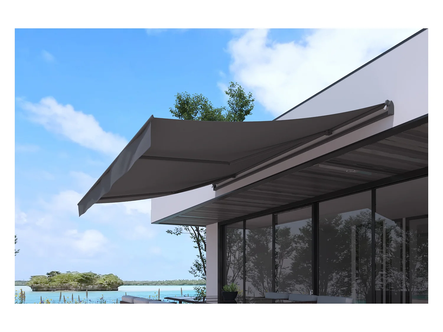 Manuelle Markise 4 x 2,5 m grau ADRO