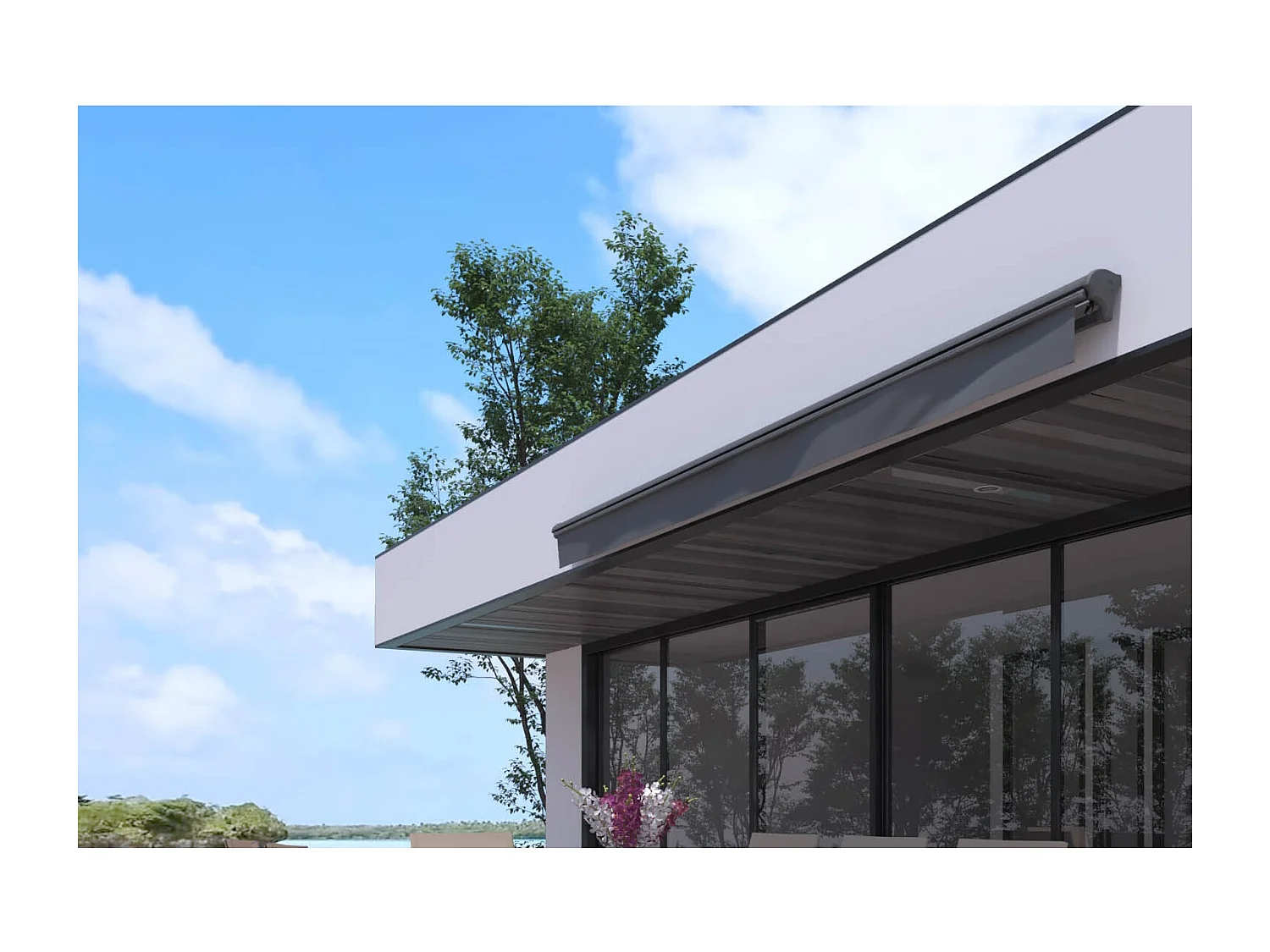 Grijze Gemotoriseerde Zonnescherm 4x3m LOZIO