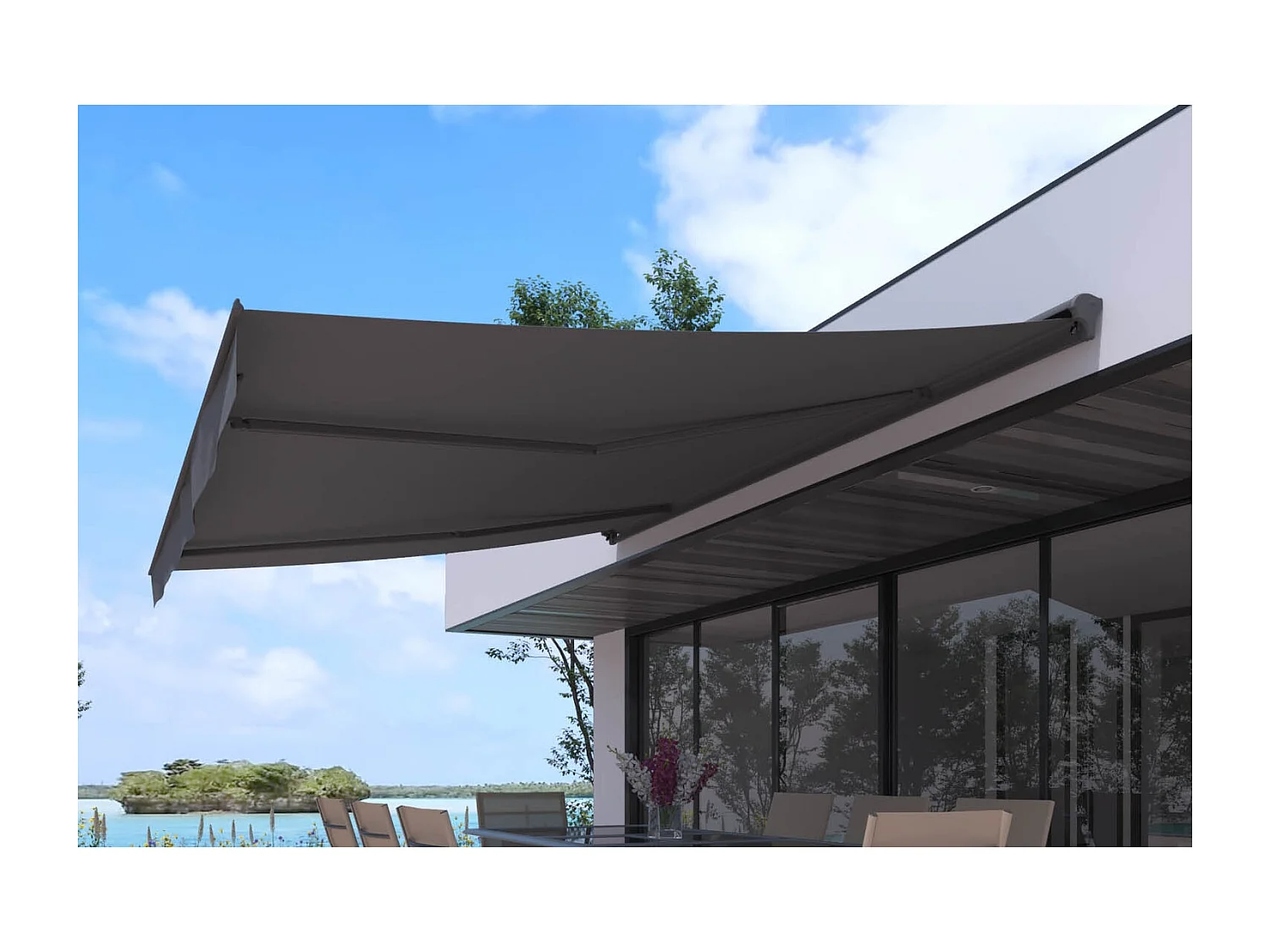 Grijze Gemotoriseerde Zonnescherm 4x3m LOZIO