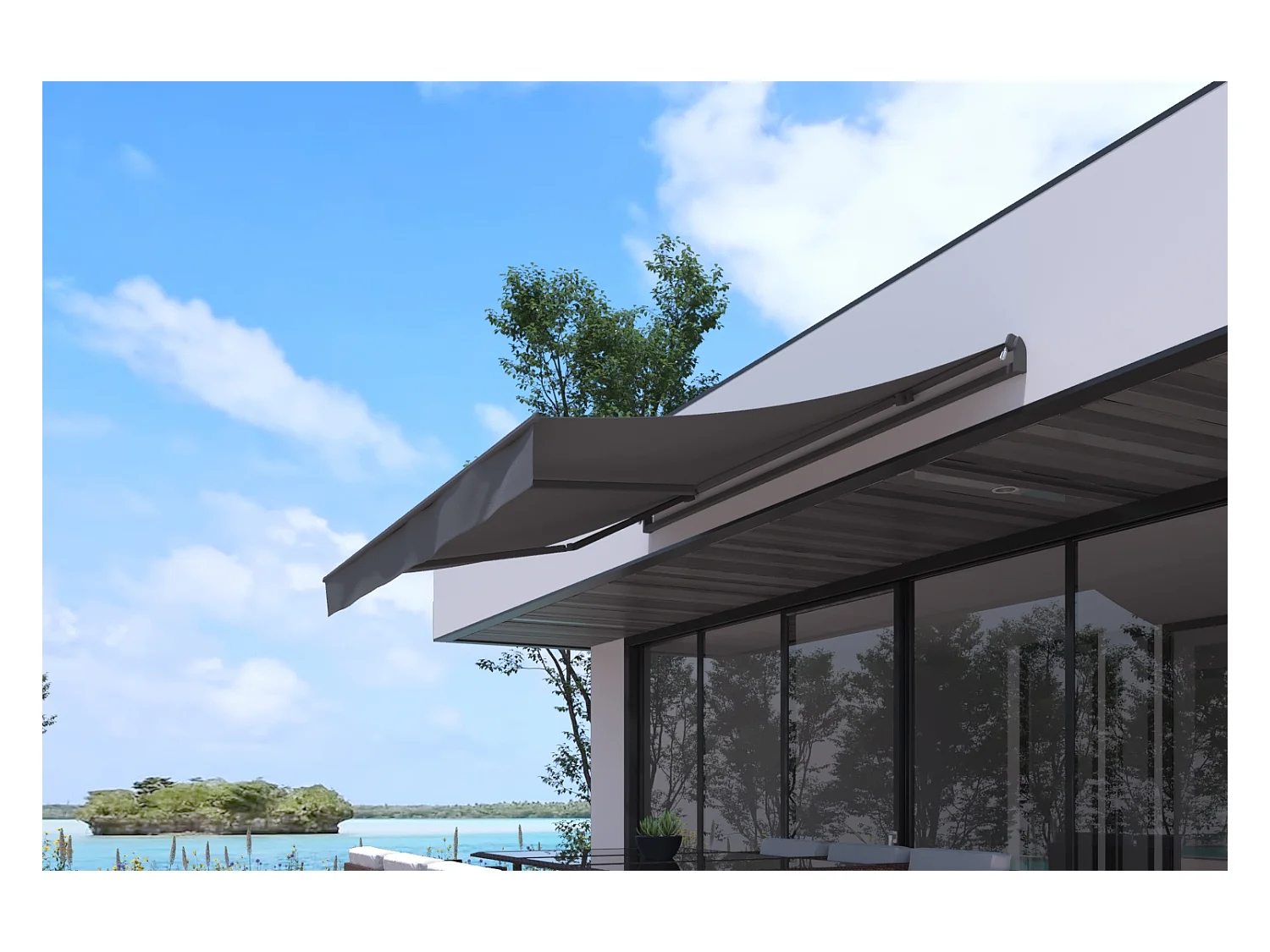 Store banne manuel 3 x 2 m gris ADRO