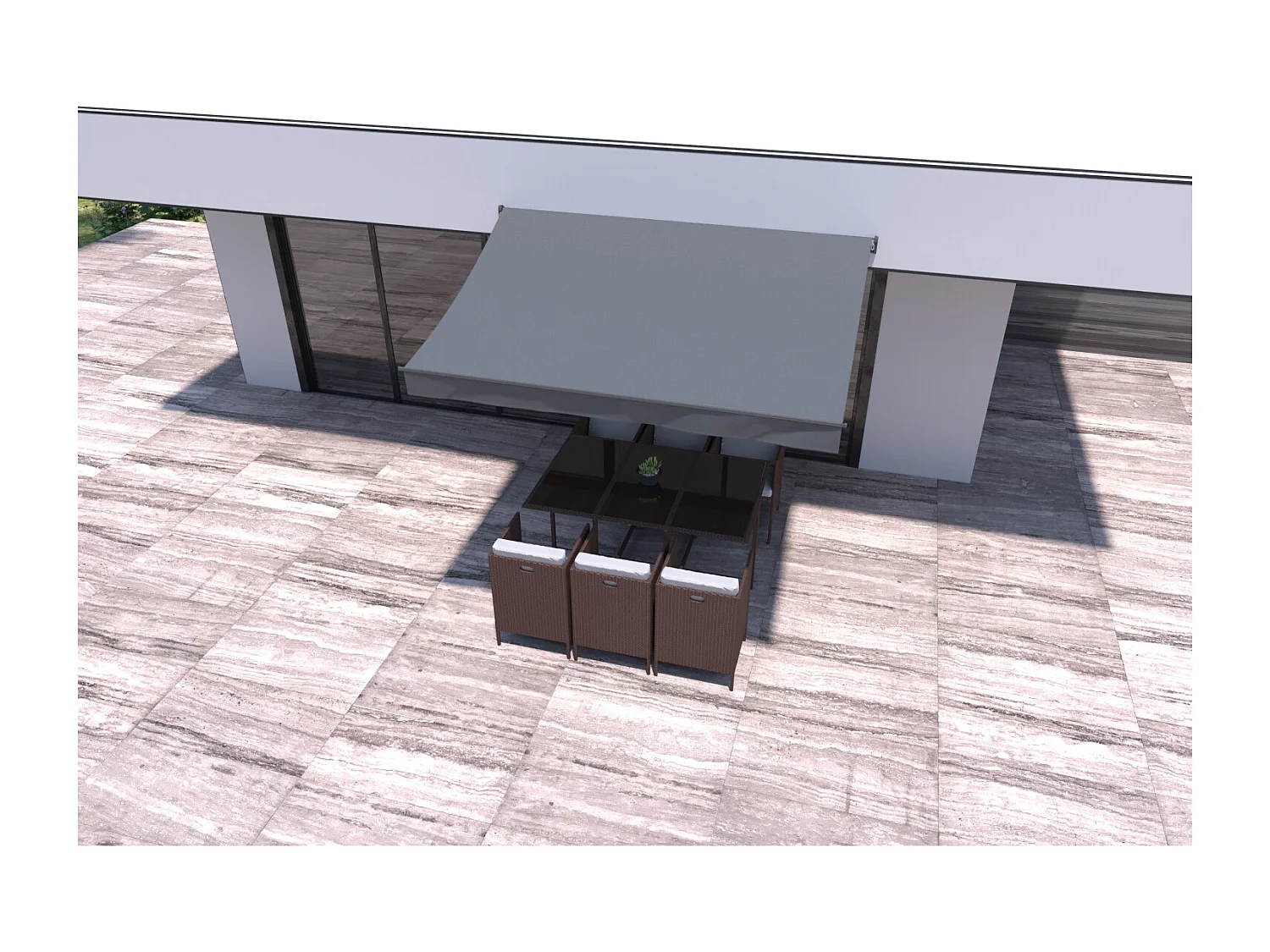 Handmatig Zonnescherm Grijs 3x2m Polyester ADRO