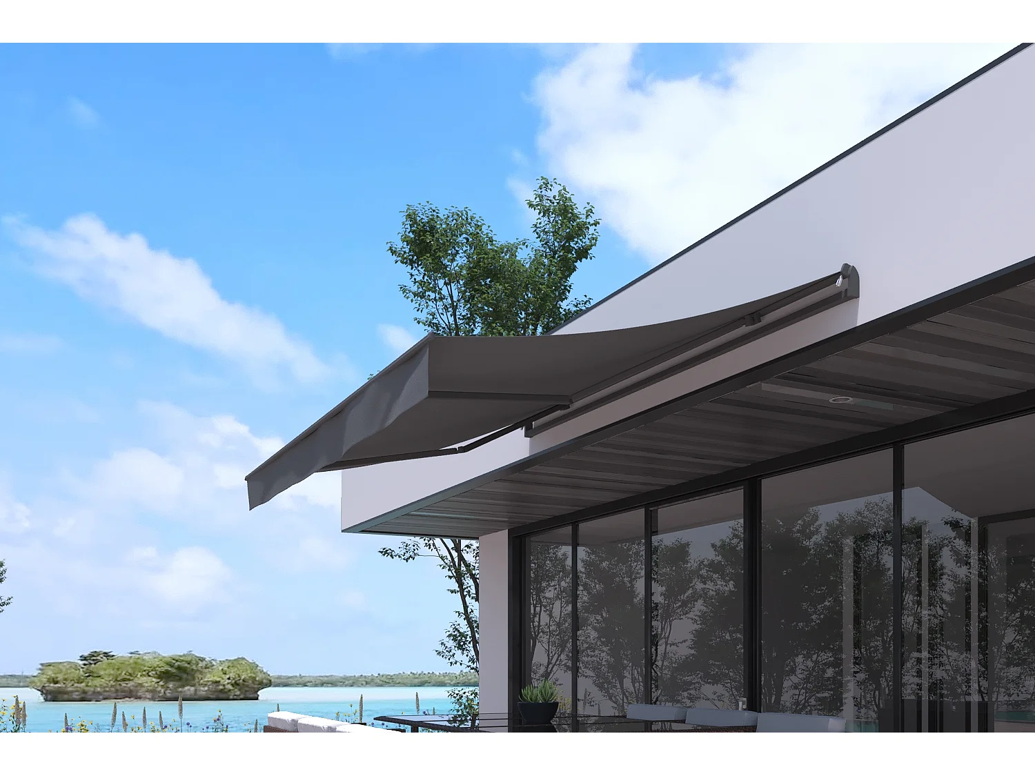 Store banne manuel 3 x 2 m gris ADRO