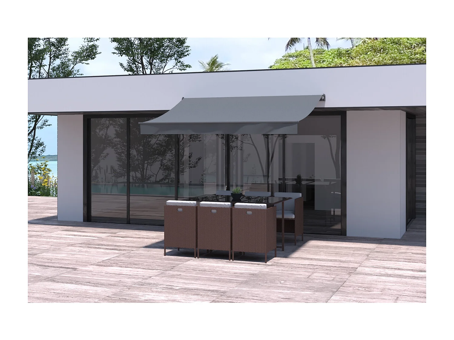 Store banne manuel 3 x 2 m gris ADRO