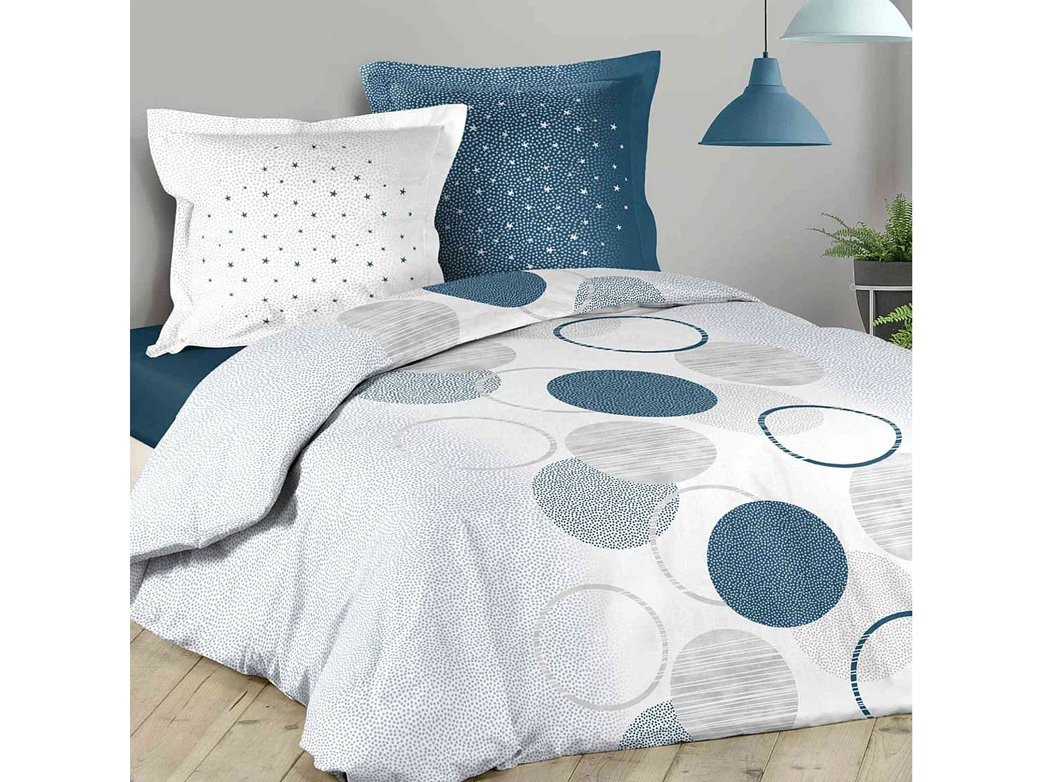 Parure de Lit 3 Pièces "Voie Lactee" 240x220cm Bleu