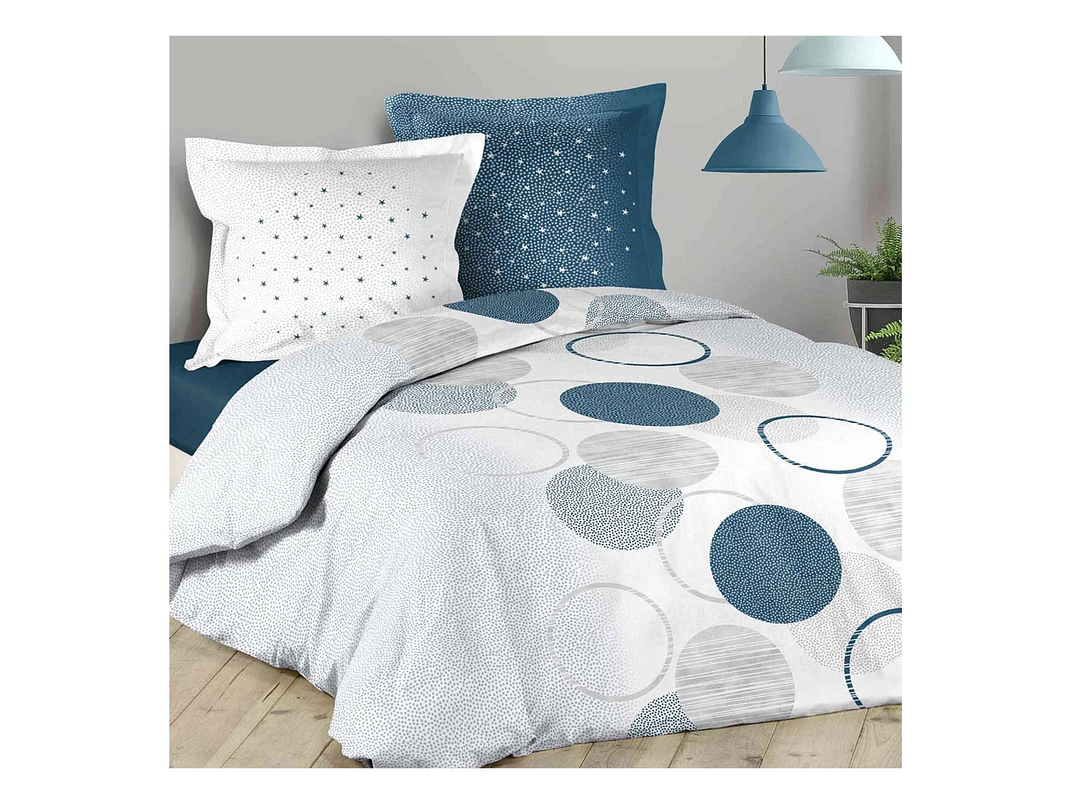 Parure de Lit 3 Pièces "Voie Lactee" 240x220cm Bleu