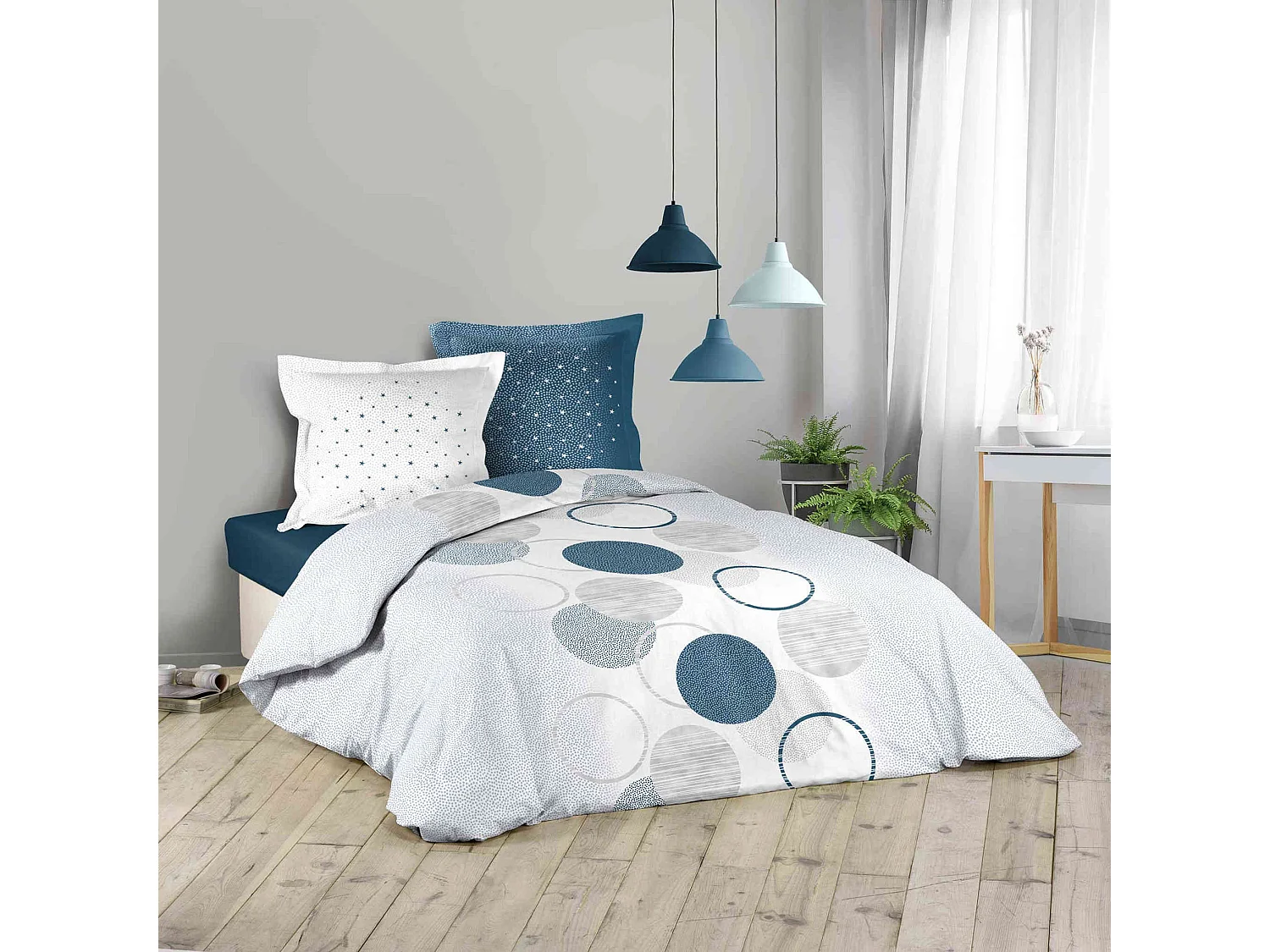 Parure de Lit 3 Pièces "Voie Lactee" 240x220cm Bleu