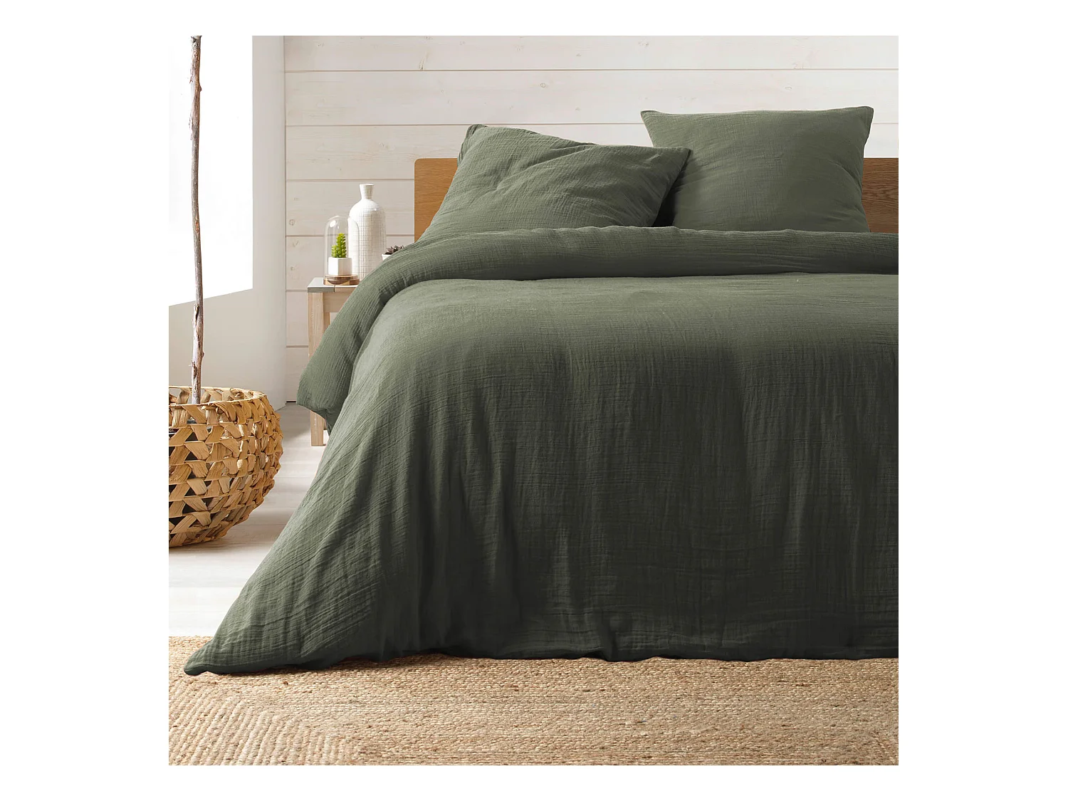 Parure de Lit 3 Pièces "Angelia" 260x240cm Vert Kaki