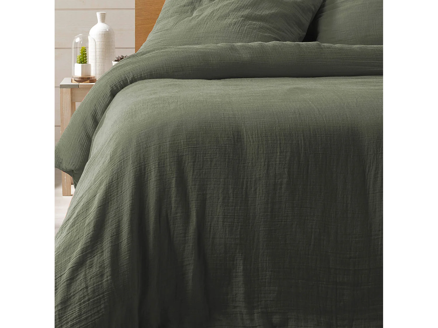 Parure de Lit 3 Pièces "Angelia" 260x240cm Vert Kaki