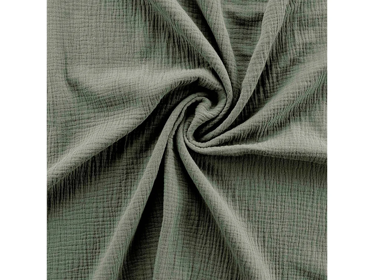 Parure Letto in Mussola di Cotone "Angelia" 260x240cm Verde Kaki Comfort Eccezionale