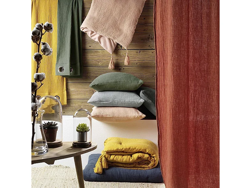 Parure Letto in Mussola di Cotone "Angelia" 260x240cm Verde Kaki Comfort Eccezionale