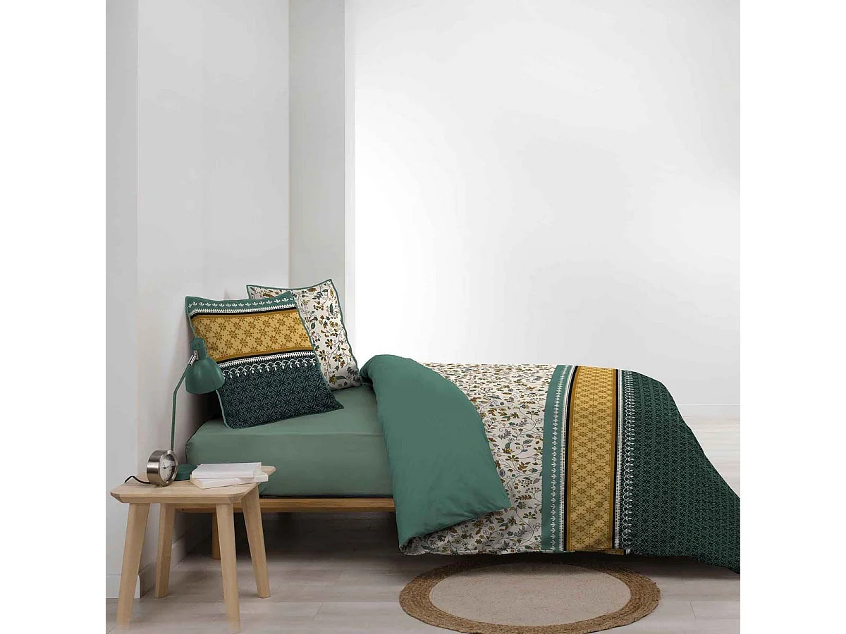 Parure de Lit 3 Pièces "Fleurine" 260x240cm Vert