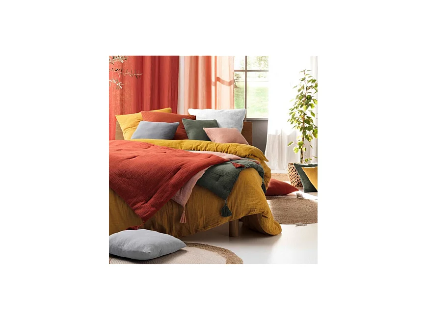 Tweepersoons Dekbedovertrek van Wit Katoenen Gaze "Angelia" 240x220cm Uitzonderlijk Comfort en Ultra-Zachte Touch