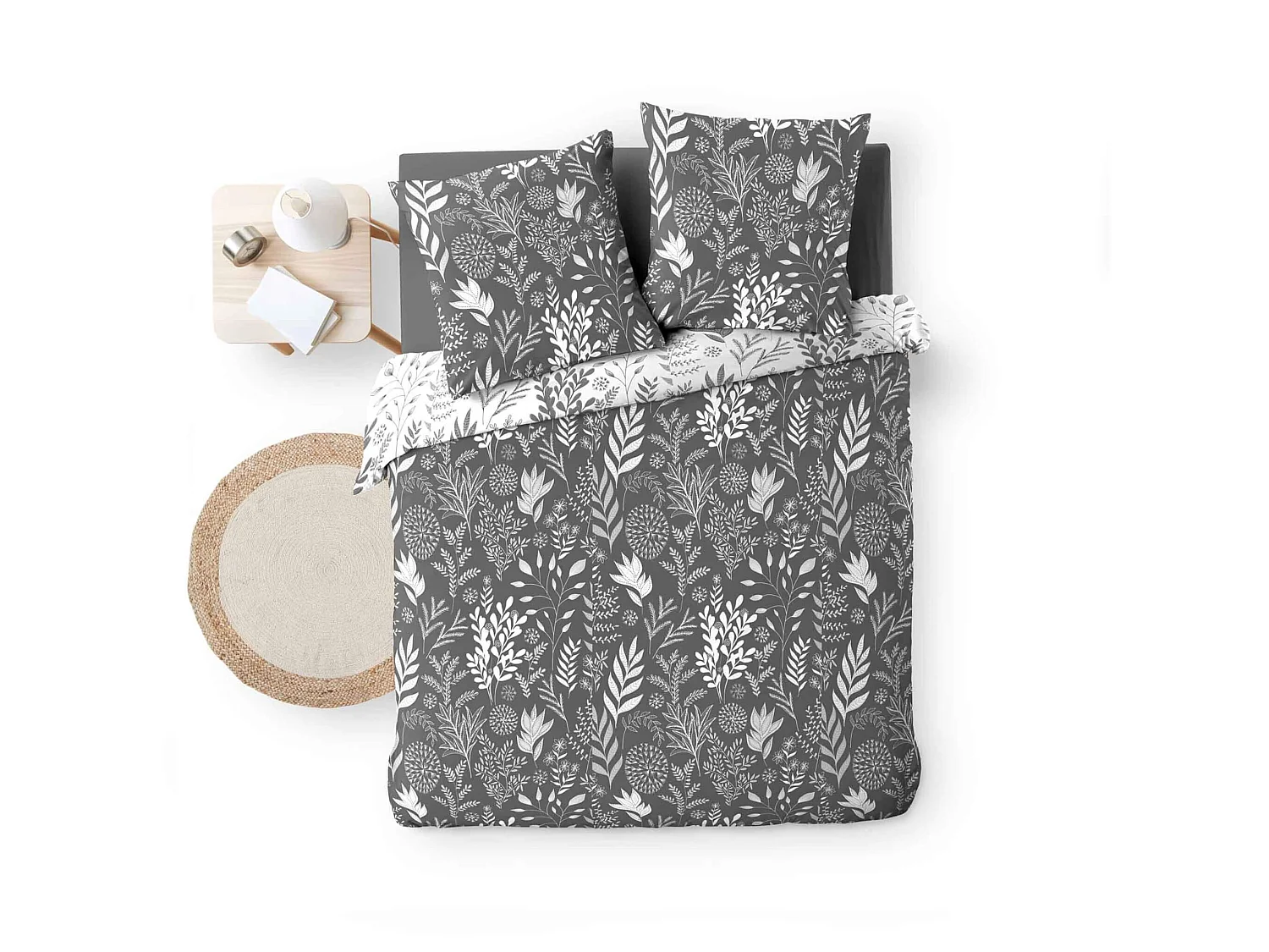 Parure de Lit 3 Pièces "Suzanne" 260x240cm Anthracite
