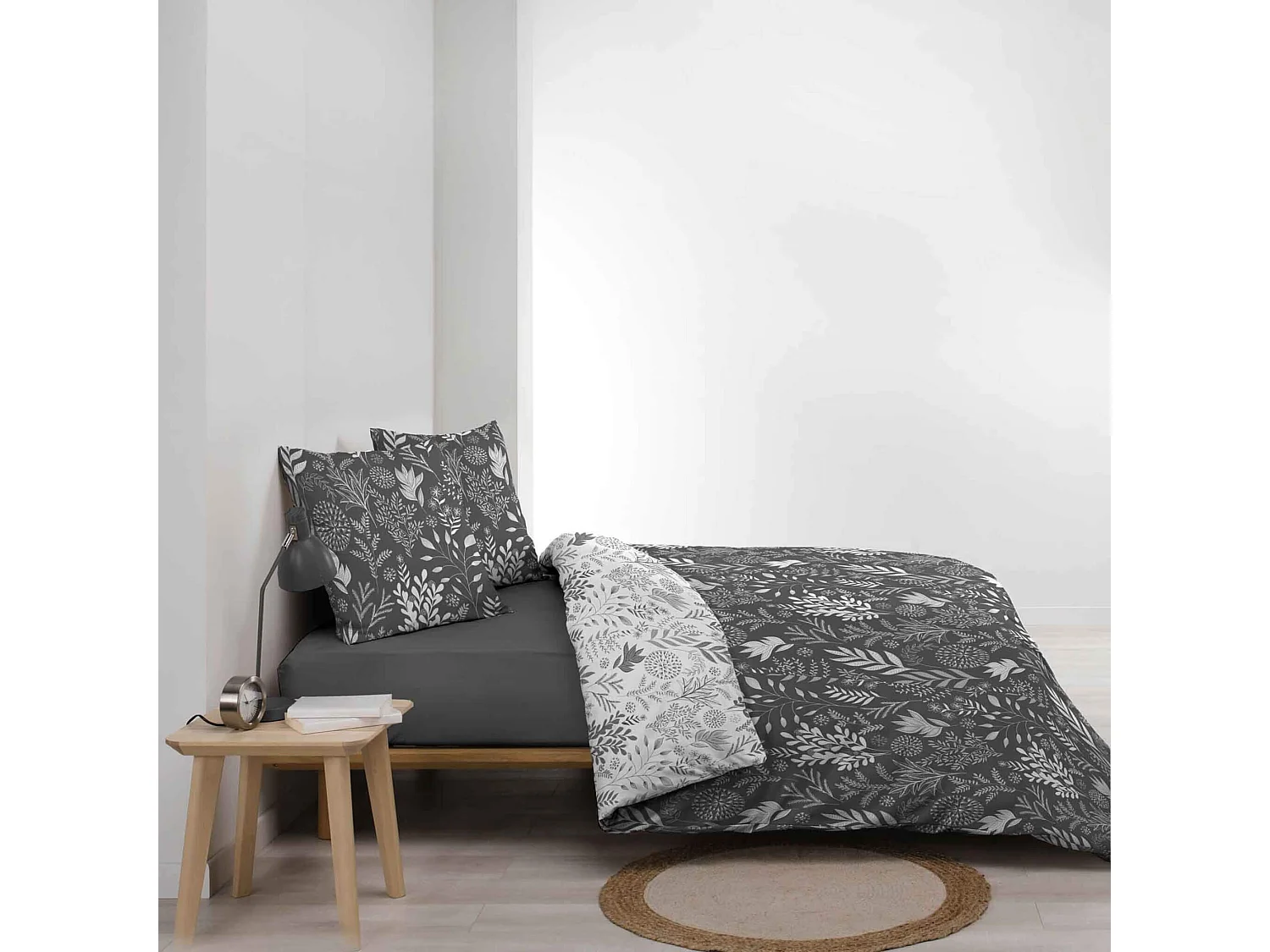 Parure de Lit 3 Pièces "Suzanne" 260x240cm Anthracite