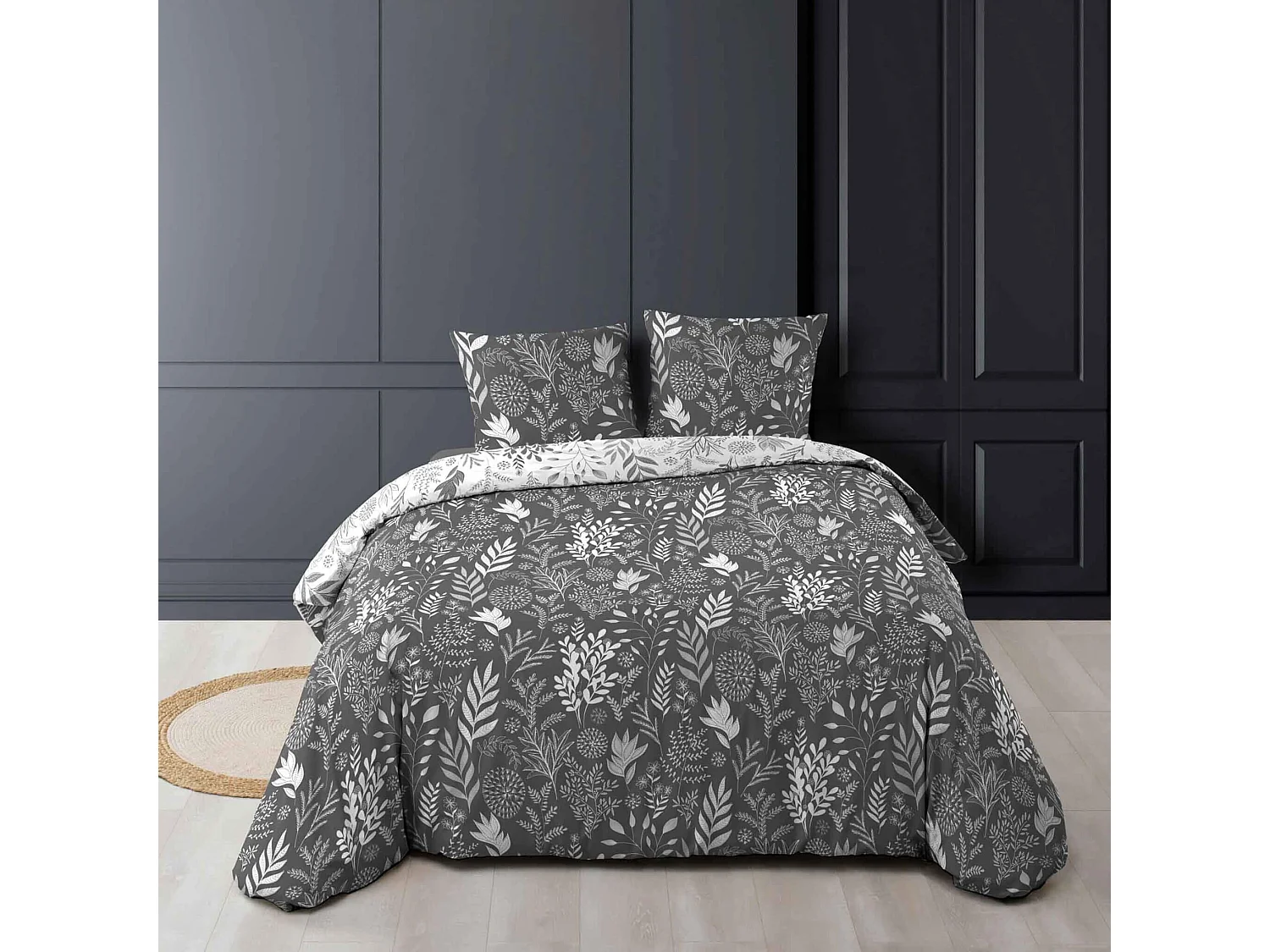 Parure de Lit 3 Pièces "Suzanne" 260x240cm Anthracite